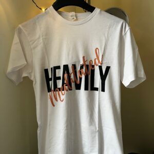 Heavily Meditated Adult Unisex T Shirt Orange and Black Writing