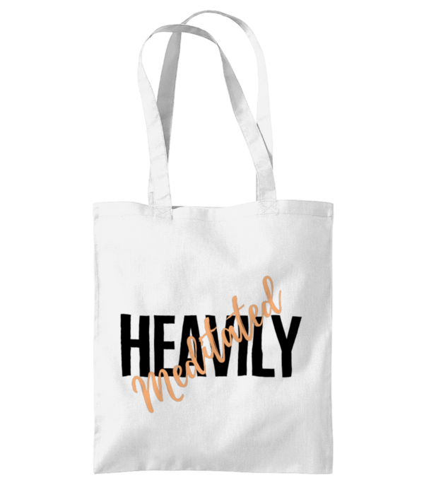 Heavily Meditated Orange and Black Text Tote Bag (3 Colours) - Image 2