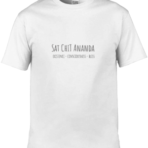 Sat Chit Ananda Unisex Adult T-Shirt Black Writing (6 colours)