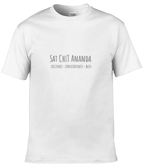 Sat Chit Ananda Unisex Adult T-Shirt Black Writing (6 colours)