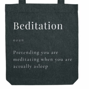 Black Beditation organic premium cotton tote bag is crafted in premium reclaimed cotton and recycled polyester