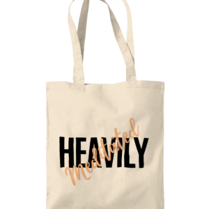 Heavily Meditated Orange and Black Text Tote Bag (3 Colours)