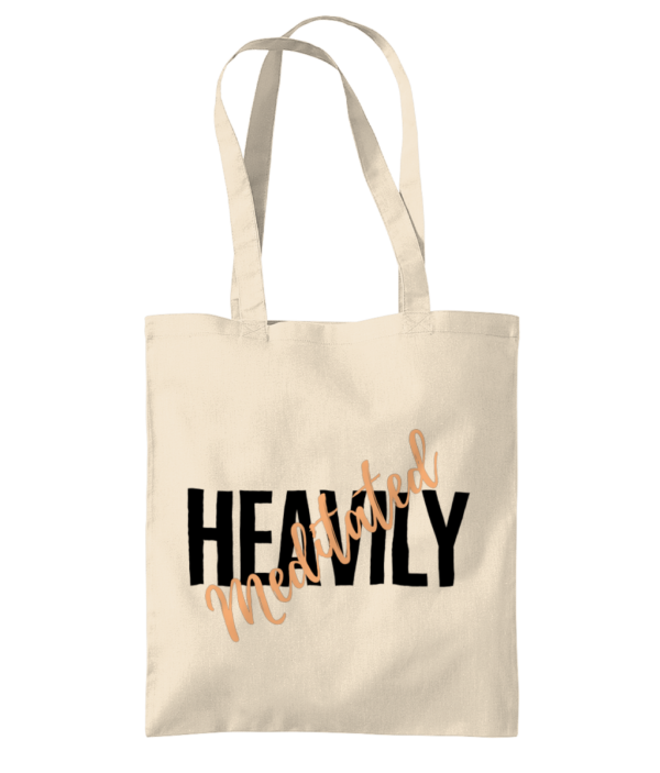 Heavily Meditated Orange and Black Text Tote Bag (3 Colours)