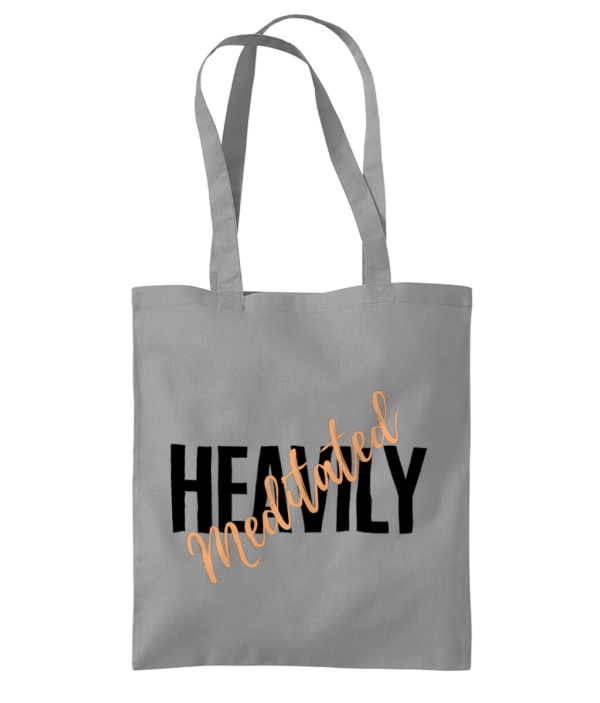 Heavily Meditated Orange and Black Text Tote Bag (3 Colours) - Image 3