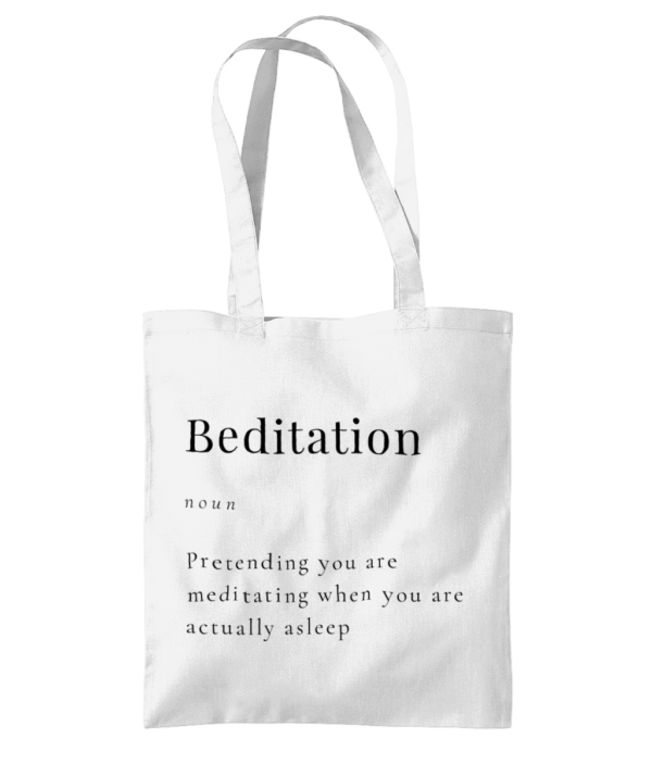 Beditation Woven Tote Bag made from Organic Premium Cotton Black Writing (3 Colours) - Image 2