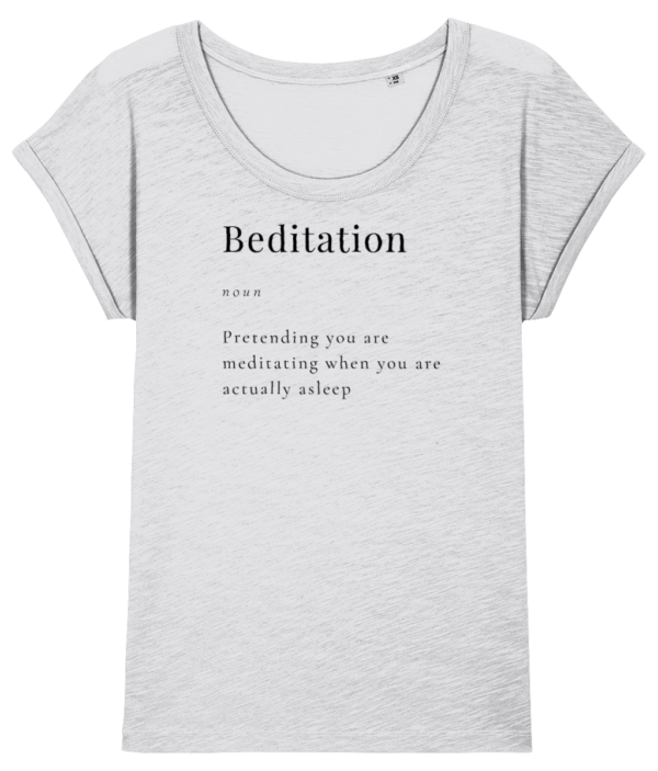 Beditation Women’s Organic T-Shirt Black Writing Rounder Neck (2 Colours)