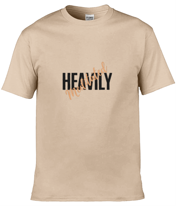 Heavily Meditated Adult Unisex T Shirt Orange and Black Writing (5 colours)