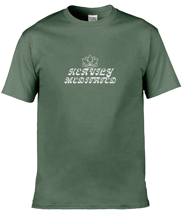 Heavily Meditated Lotus Flower Adult Unisex T Shirt White Writing (9 Colours) - Image 8
