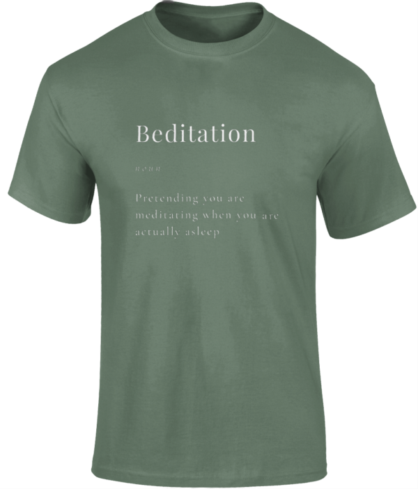 Beditation Unisex Adult T-Shirt 100% Cotton White Writing (8 colours) - Image 7