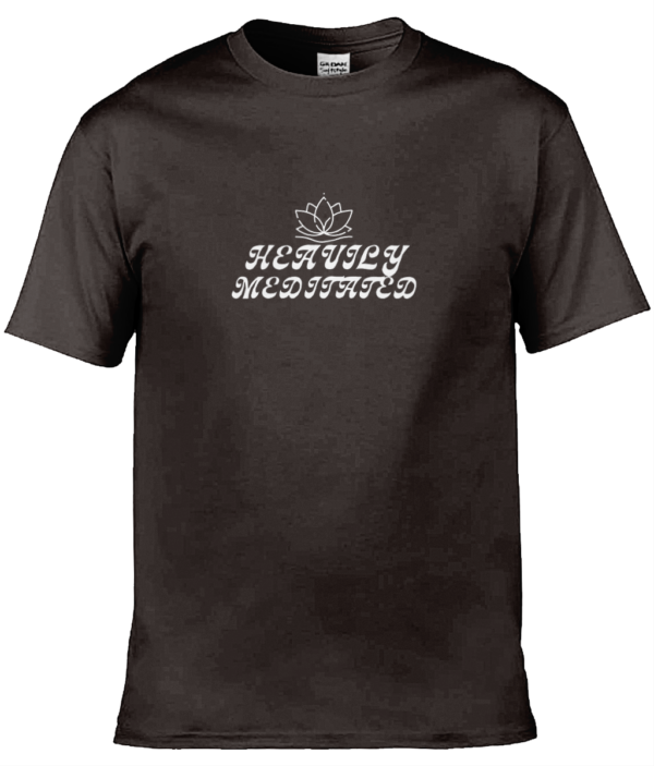 Heavily Meditated Lotus Flower Adult Unisex T Shirt White Writing (9 Colours) - Image 5