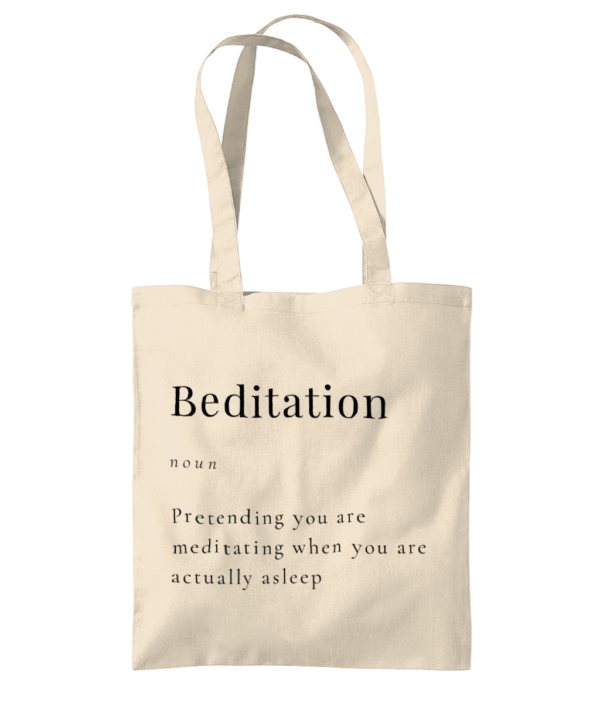 Beditation Woven Tote Bag made from Organic Premium Cotton Black Writing (3 Colours)