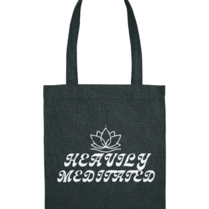 Black Heavily meditated organic premium cotton tote bag is crafted in premium reclaimed cotton and recycled polyester