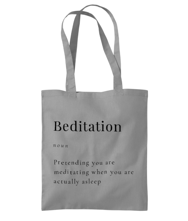 Beditation Woven Tote Bag made from Organic Premium Cotton Black Writing (3 Colours) - Image 3