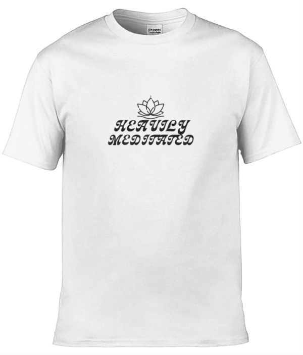 Heavily Meditated Lotus Flower Adult Unisex T-Shirt Black Writing (4 Colours) - Image 2