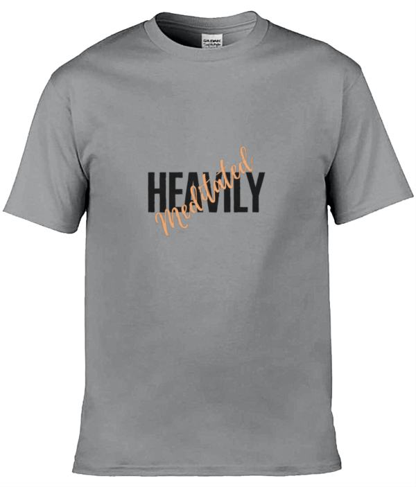 Heavily Meditated Adult Unisex T Shirt Orange and Black Writing (5 colours) - Image 5